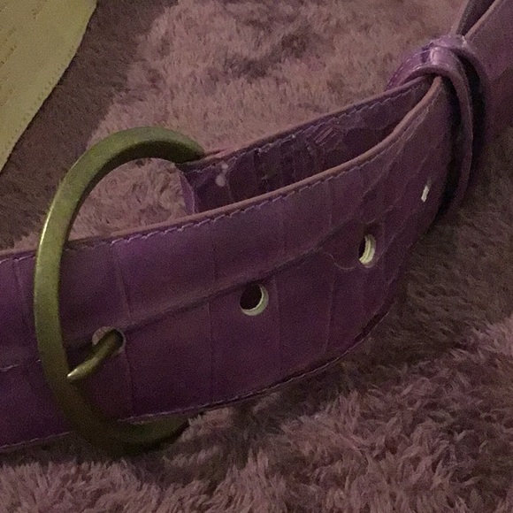 Suzanne Summers Wide Genuine Leather Purple Cured Belt, M/L-45” - Picture 14 of 16